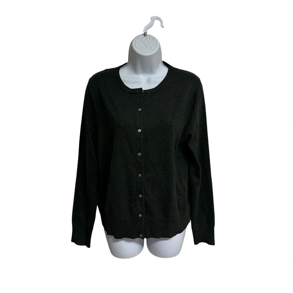 The Limited Collection Button Front Sweater Ribbed Knit Cardigan Top‎ Sz L Green